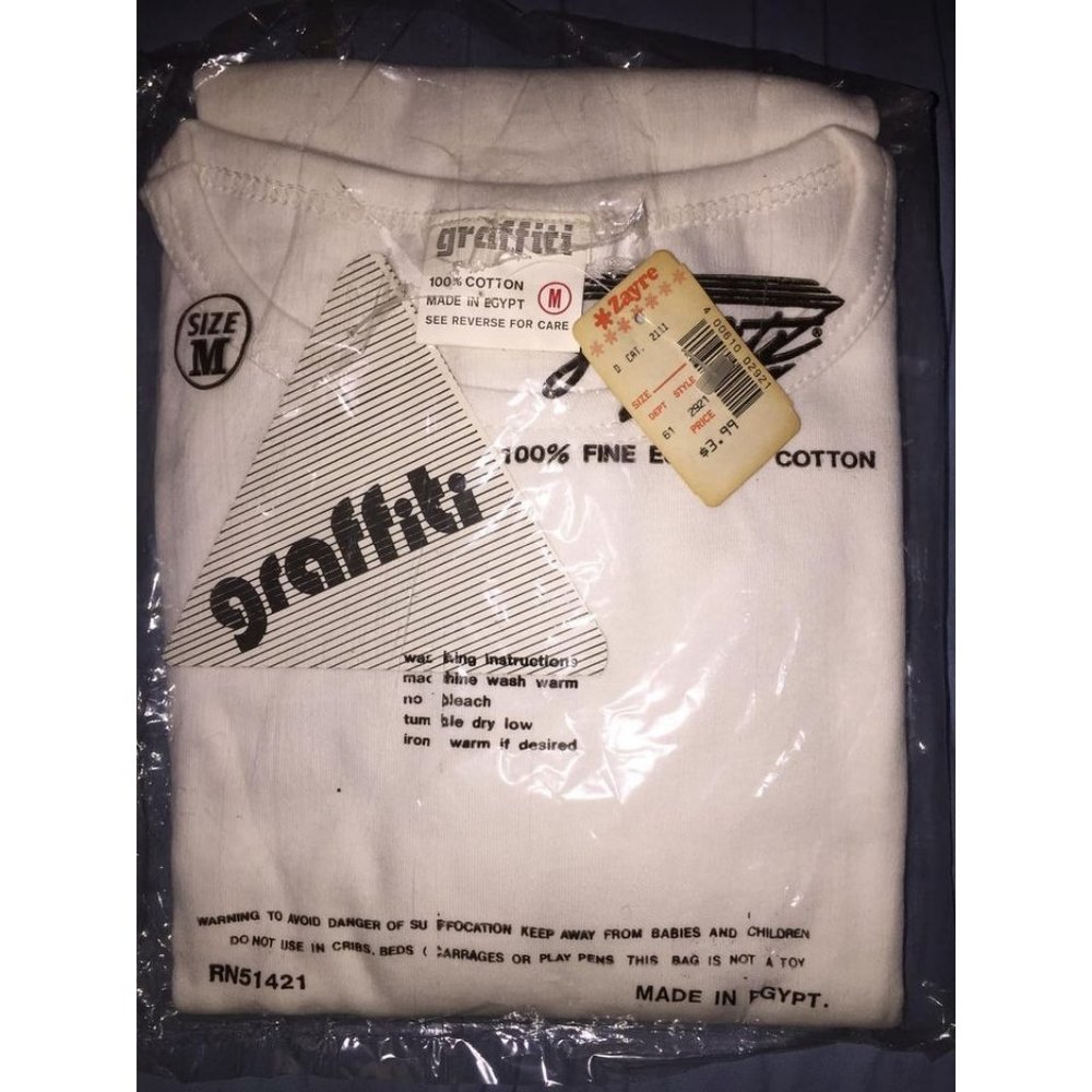 NOS NWT Mens White Blank Shirt Egyptian Cotton Graffiti Brand ZAYRE